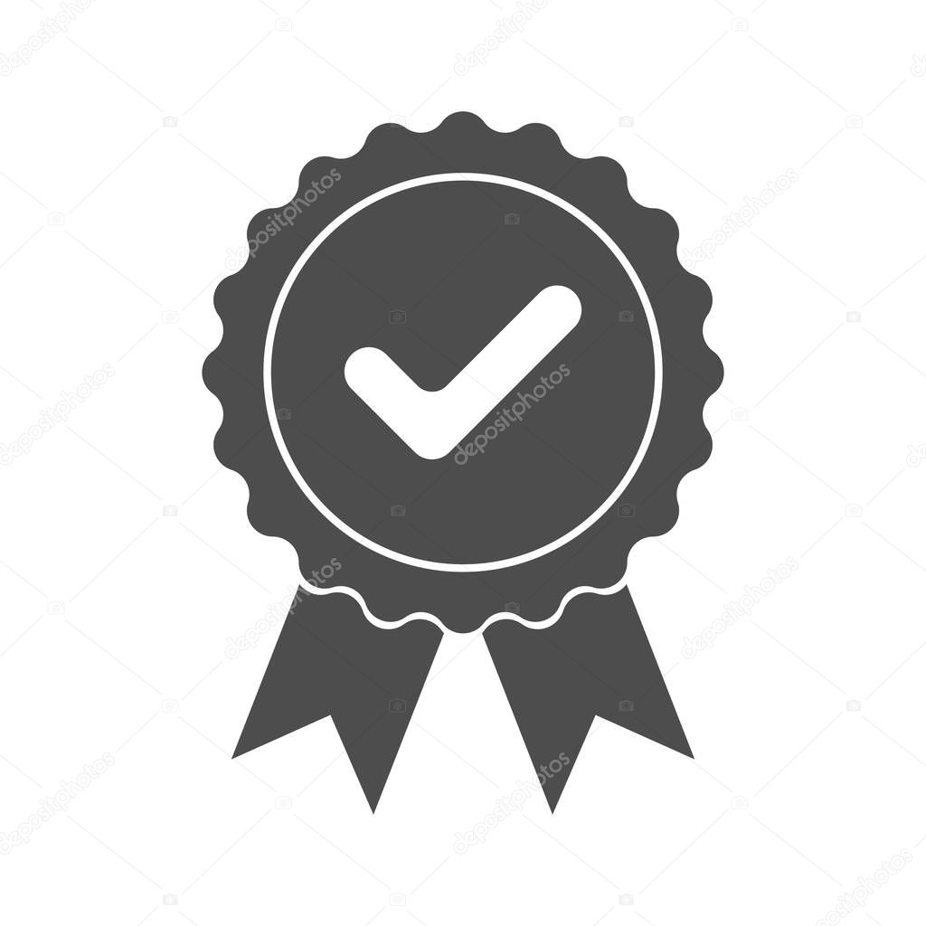 Approved or certification icon. Quality production sign. Match symbol. Confirmatory sign isolated on white background. Vector illustration