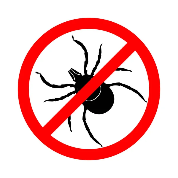 Mite Signo Prohibición Señal Advertencia Para Detener Plaga Insectos Ácaros — Vector de stock