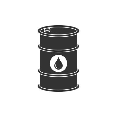 Varil petrol grafik ikonu. Yağ fıçısı işareti beyaz arka planda izole edilmiş. Vektör illüstrasyonu