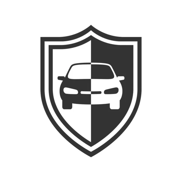 Carro Ícone Gráfico Escudo Sinal Seguro Carro Isolado Fundo Branco — Vetor de Stock
