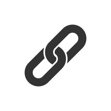 Bağlantı zinciri simgesi. Bağlantı işareti beyaz arkaplanda izole edildi. Vektör illüstrasyonu