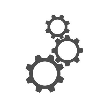 Gears grafik simgesi. Beyaz arka planda üç vites levhası var. Vektör illüstrasyonu
