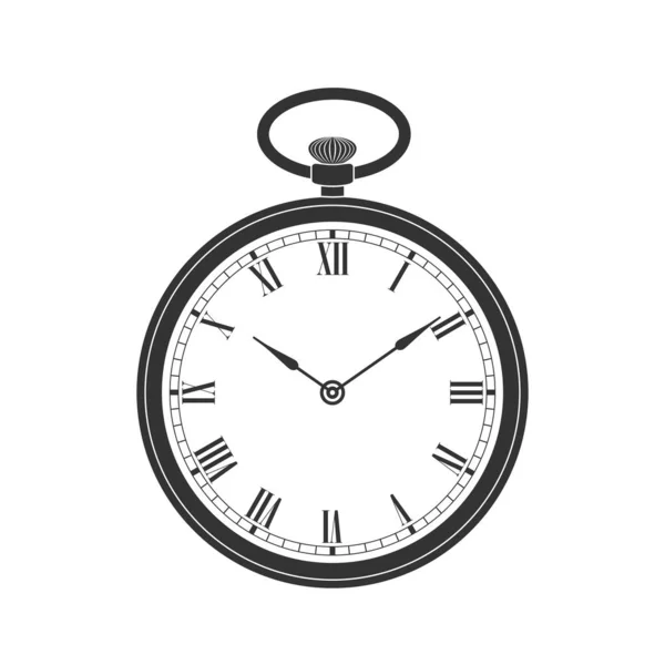 Relógio Bolso Ícone Gráfico Sinal Relógio Vintage Isolado Fundo Branco — Vetor de Stock