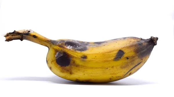 Een Rijpe Banaan Geïsoleerd Een Witte Achtergrond Het Geel Met Rechtenvrije Stockfoto's