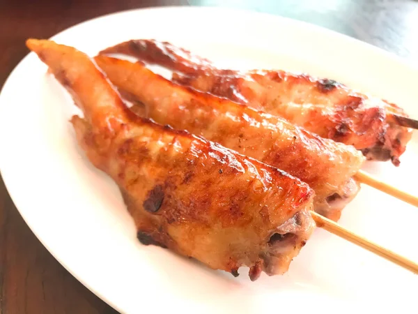 Grillezett Csirkeszárny Helyi Thai Étel Könnyű Főzés Népszerű Thaiföldön — Stock Fotó