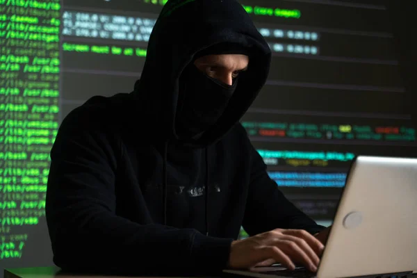Hacker internet criminalità informatica attacco rete di sicurezza programmazione codice password di protezione — Foto Stock