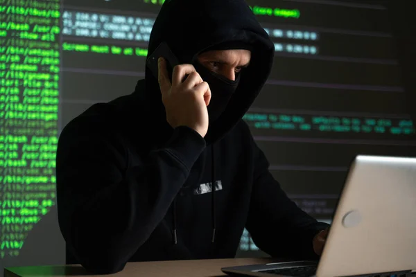 hacker using mobile smartphone calling for victim