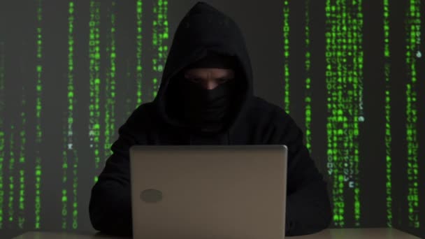 Хакер інтернет-комп'ютер злочинність кібер-атака мережа захист паролів програмного коду безпеки — стокове відео