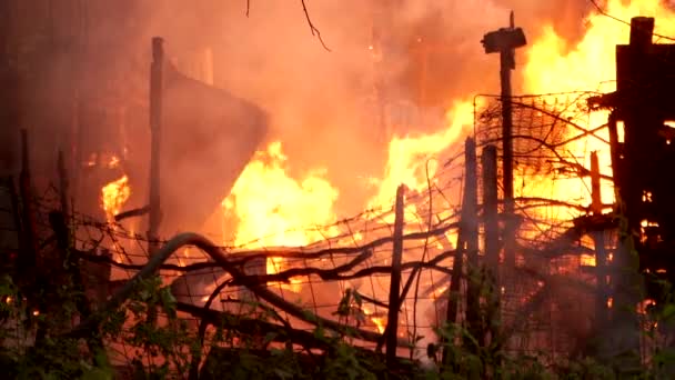 Großbrand greift auf Häuser über — Stockvideo