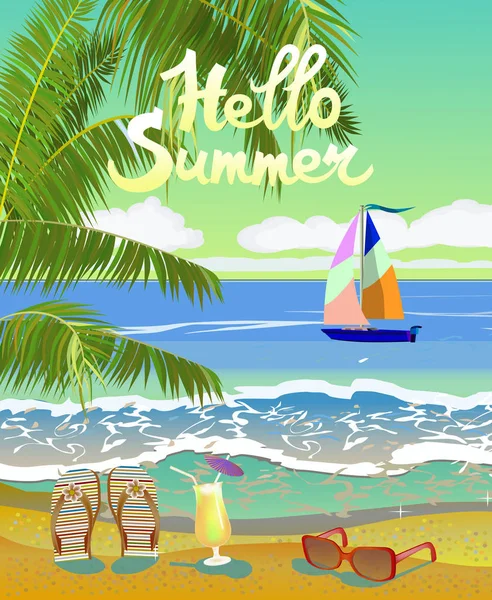 Vector Banner Vacaciones Verano Diseño Viajes — Archivo Imágenes Vectoriales