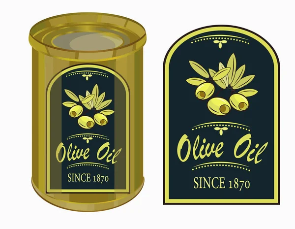 Vektorillustration Etikett Olivolja — Stock vektor