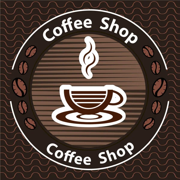 Logo Café Illustration Vectorielle Motif Emblème Sur Fond Noir — Image vectorielle