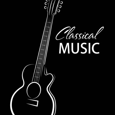  Bir konser gitar ile klasik müzik için vektör poster.