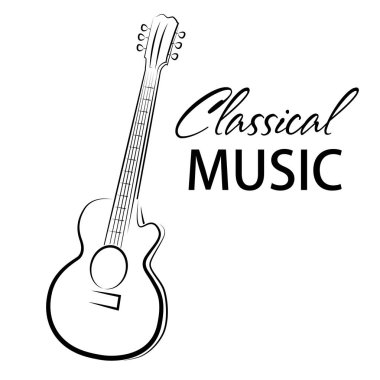  Bir konser gitar ile klasik müzik için vektör poster.