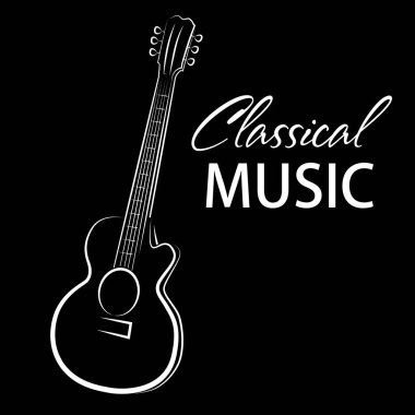  Bir konser gitar ile klasik müzik için vektör poster.