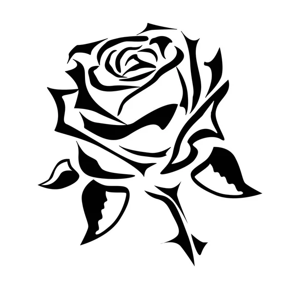 Dibujo Vectorial Tatuaje Rosa Logotipo — Vector de stock