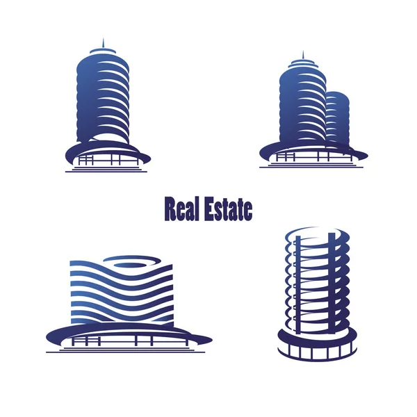 Iconos Vectoriales Para Construcción Inmobiliaria Iconos Vectoriales Arquitectura Viviendas Urbanas — Vector de stock