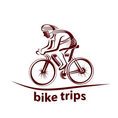 Vektör çizimi bir bisikletçi amblemi. Atletin logosuna bir bisiklet. Bisiklete binme.