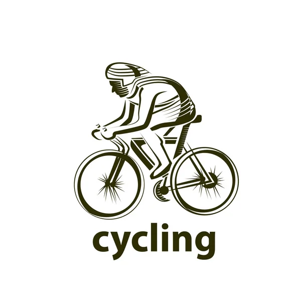 Illustration Vectorielle Cycliste Emblème Logo Athlète Sur Vélo Cyclisme — Image vectorielle