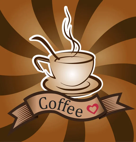 Vektor Illustration Der Zeichnung Einer Tasse Mit Kaffee Und Einem — Stockvektor