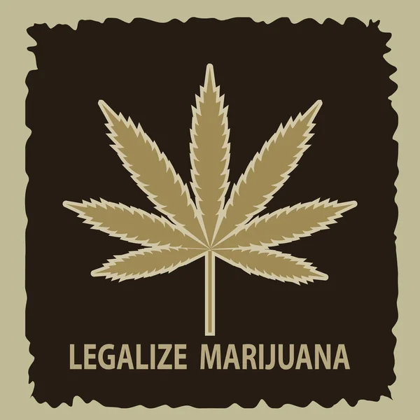 大麻合法化的媒介横幅 一片大麻在绿色的背景上 — 图库矢量图片