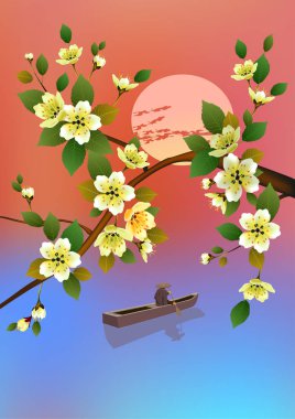 Bahar. Tüm uyanır, sakura çiçek çiçekler .