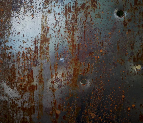 Textura Metal Oxidado Con Agujeros Bala —  Fotos de Stock