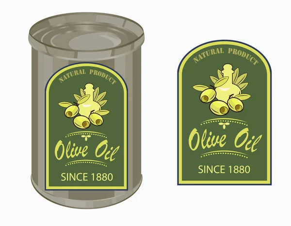 Ilustración Vectorial Una Etiqueta Aceite Oliva — Archivo Imágenes Vectoriales