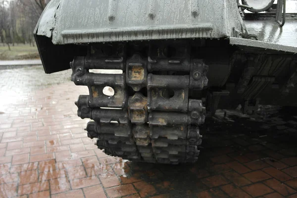 2019年3月20日基辅乌克兰 坦克毛毛虫的一枪 — 图库照片