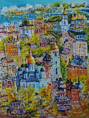 Picture, view of Kiev. Painting, oil.