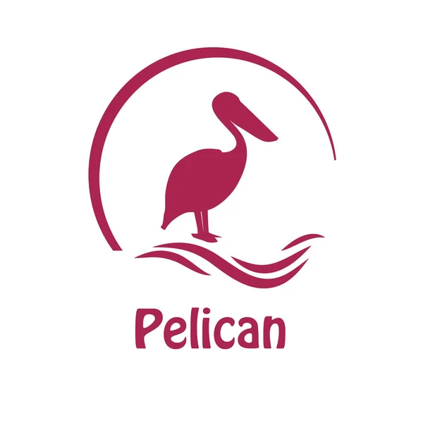 Vector Illustration Emblem Pelican — Stock Vector