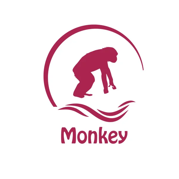 Emblema Dell Illustrazione Vettoriale Dello Scimpanzé Scimmia — Vettoriale Stock