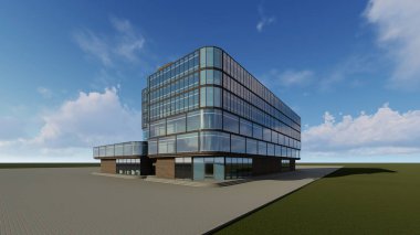 çok katlı iş merkezinin 3D projesi
