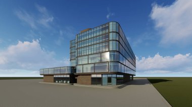 çok katlı iş merkezinin 3D projesi