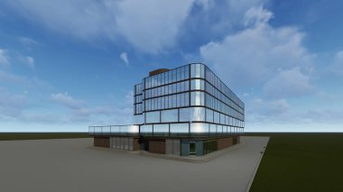 çok katlı iş merkezinin 3D projesi