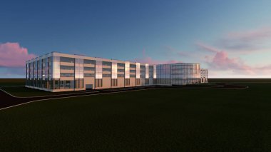 3D project of a multi-storey parking center with service centers