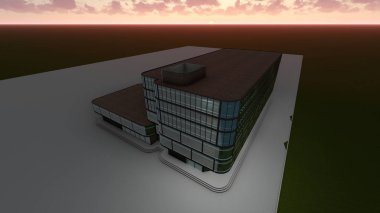 çok katlı iş merkezinin 3D projesi