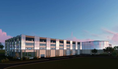 3D project of a multi-storey parking center with service centers