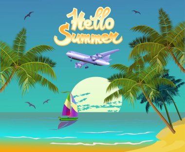Vektör Bayrağı Yaz tatili ve seyahat tasarımı