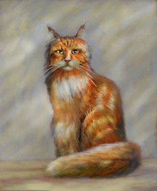 Hafif arka plan dijital grafik kırmızı kedi