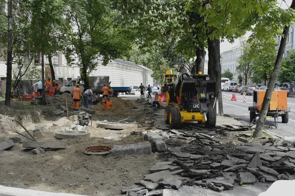 2019 Kiev Ukraine Repair Work Pedestrian Side Road Replacement Asphalt — Stock Photo, Image