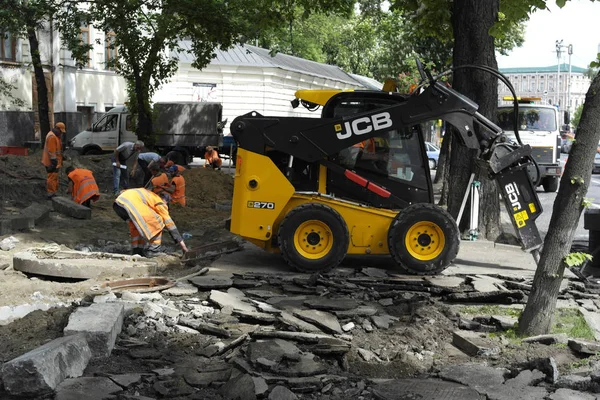 2019 Kiev Ukraine Repair Work Pedestrian Side Road Replacement Asphalt — Stock Photo, Image