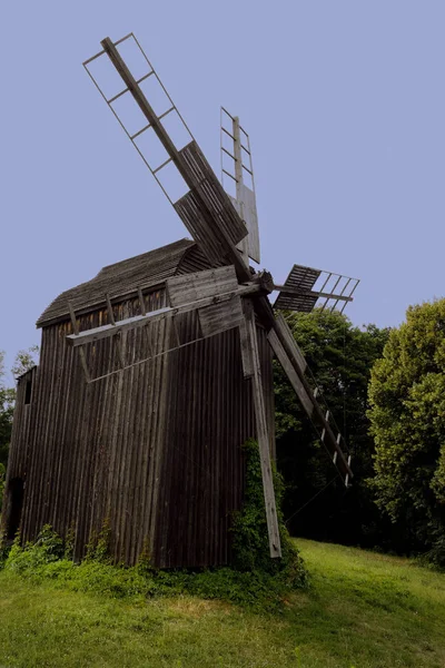 Old Windmill Ukrainian Mill Nineteenth Century Summer Landscape Sunshine Village — Stock Photo, Image