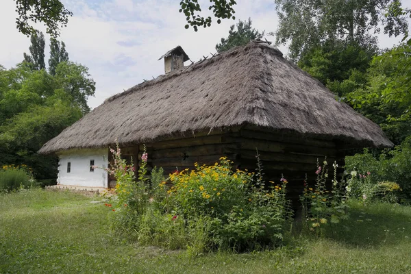 古いウクライナの家 19世紀のウクライナの小屋 夏の風景 太陽の光 ビレッジ ピロゴヴォ — ストック写真