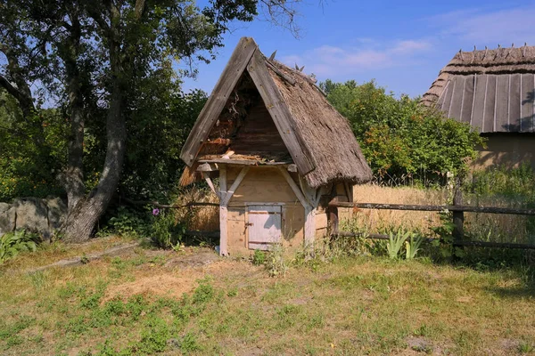 Oude Oekraïense Huis Oekraïense Hut Van Negentiende Eeuw Zomer Landschap — Stockfoto