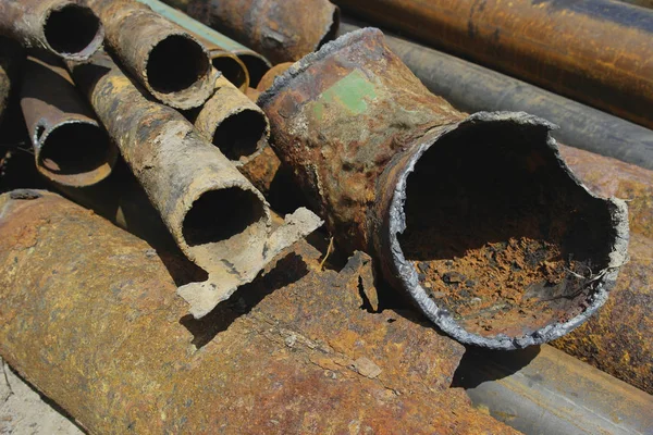 Tubos Oxidados Viejos Desmontados Gran Diámetro —  Fotos de Stock