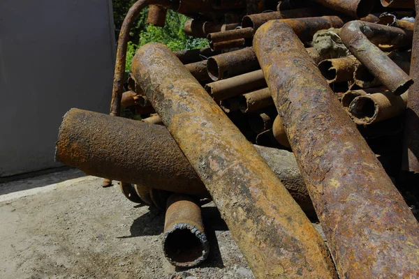 Tubos Enferrujados Velhos Desmontados Grande Diâmetro — Fotografia de Stock