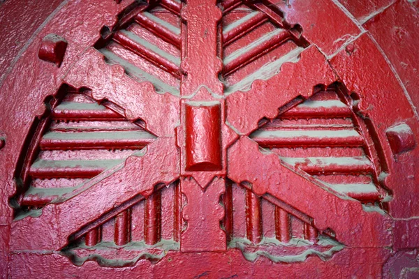 Fondo Puerta Metal Viejo Elemento Primer Plano Rojo — Foto de Stock