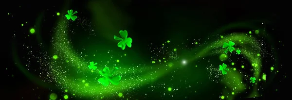 St. Patrick's Day sfondo sfocato verde con foglie di trifoglio . Fotografia Stock