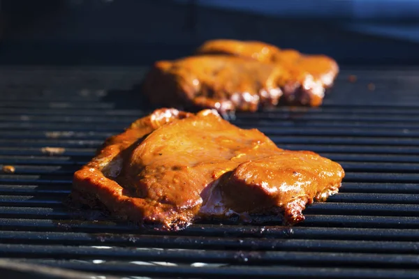 Chicken Steak Grill Only Have Put Grill Grilled Meat Nobody — Stock Photo, Image